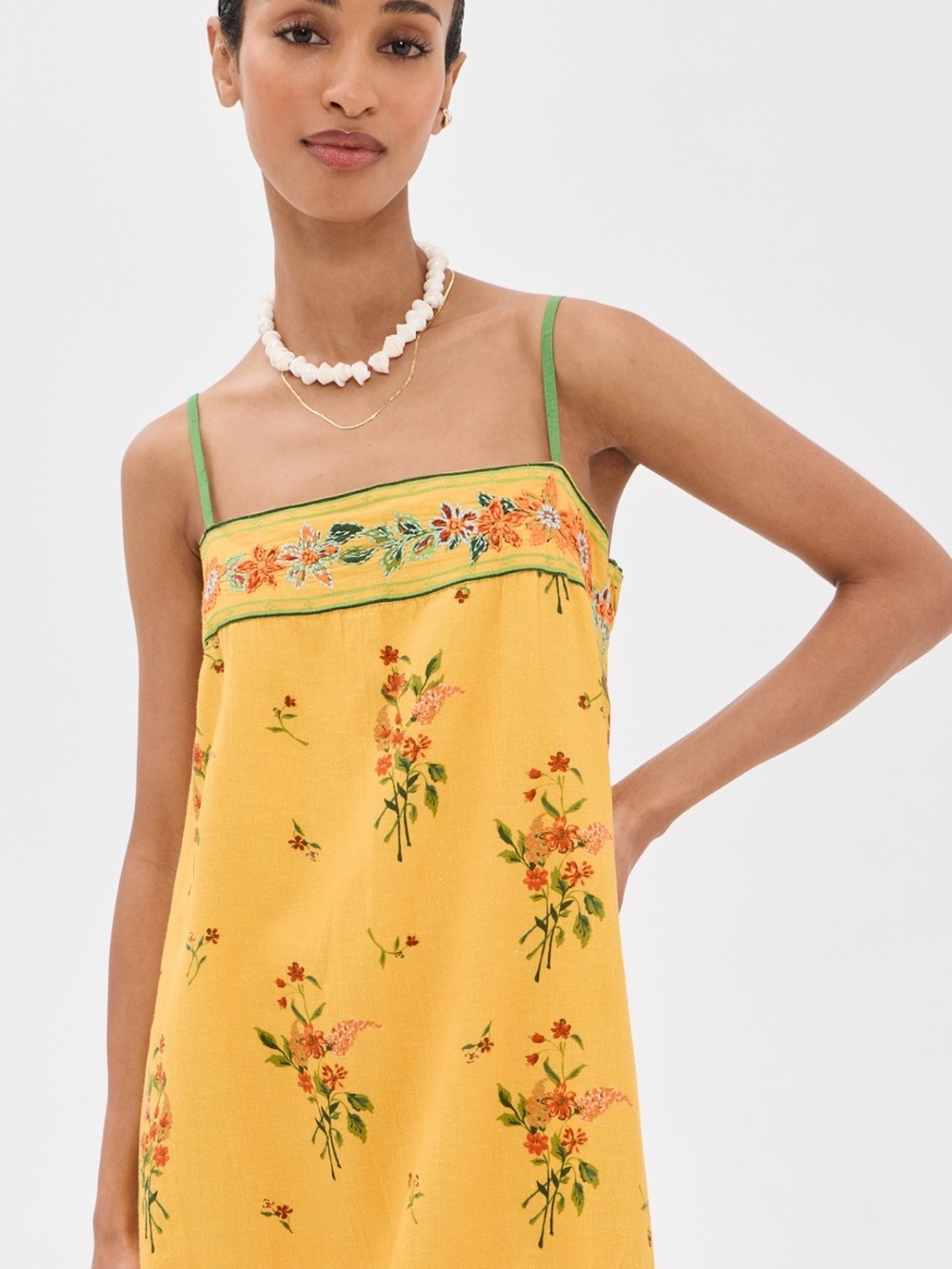 Free People Take me with you Dress Yellow Floral Embroidered Mini Dress